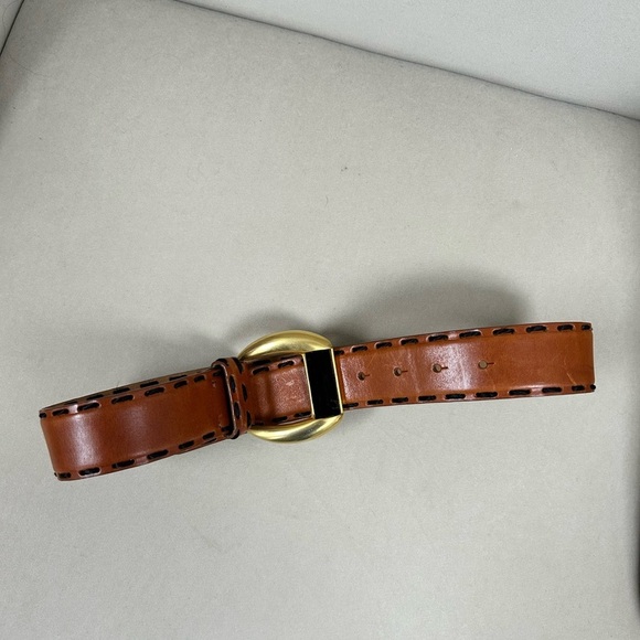 VINTAGE Swarovski Black Crystal Brown Leather Belt size 38 EXCELLENT CONTIDION - Picture 2 of 7